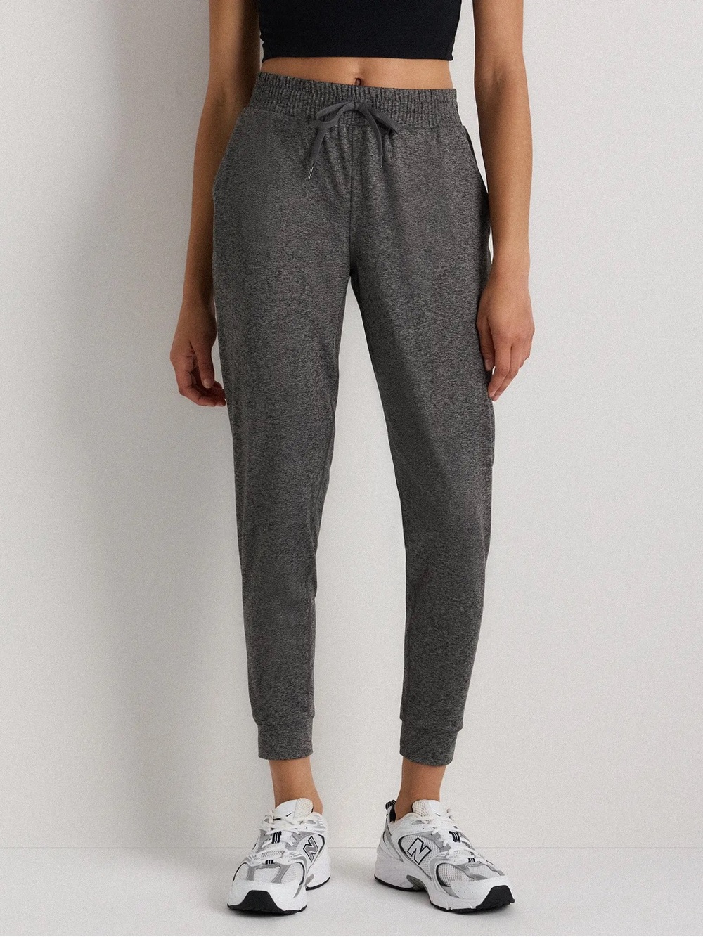 Quince Flowknit Midrise Joggers in Heather Grey